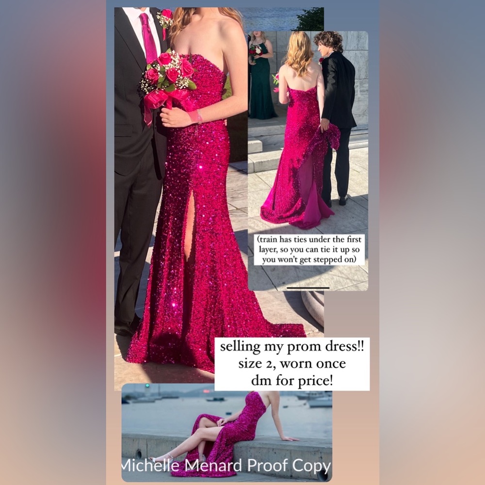 Pink Strapless Sleeveless Ruffles High Slit Formal Prom Party Dress